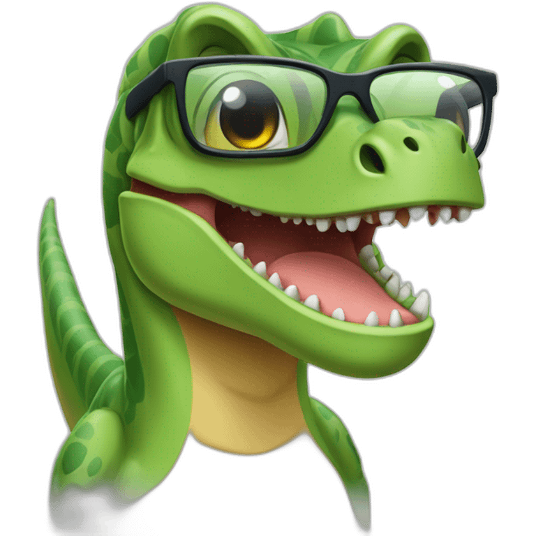 dinosaurio con lentes emoji