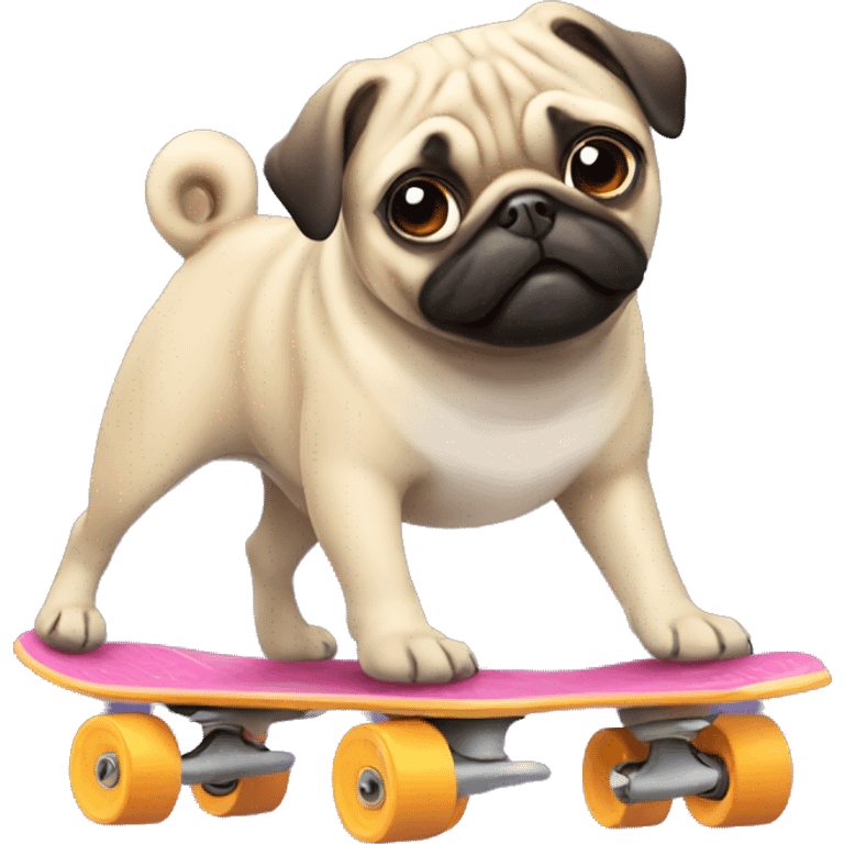 Pug rollerskating emoji