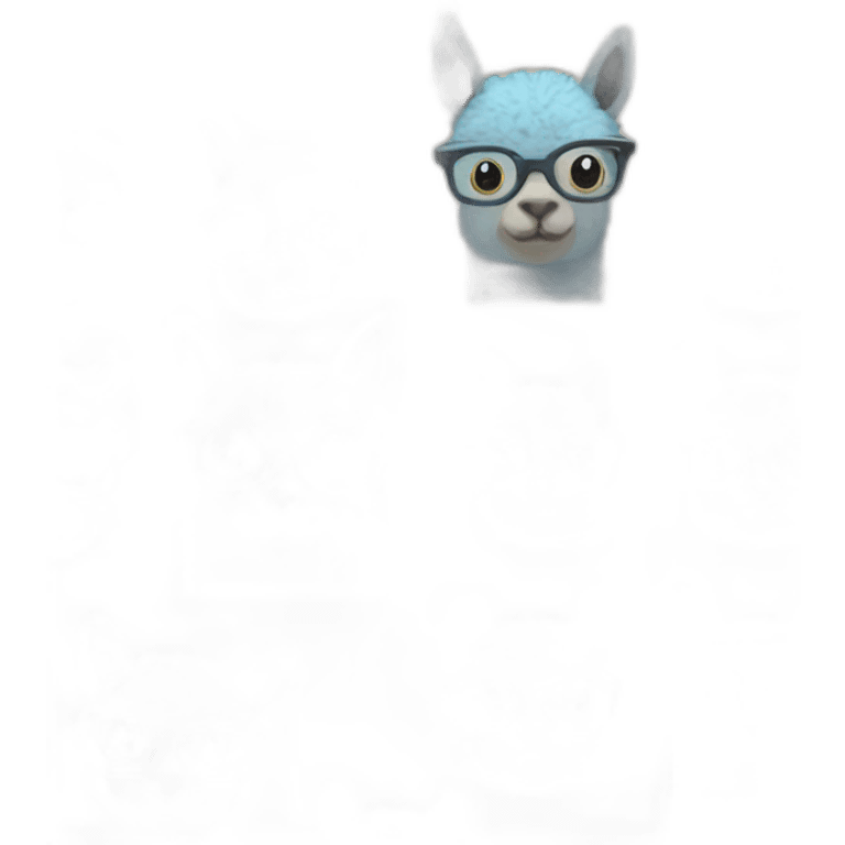 blue alpaca with glasses holding a nintendo emoji