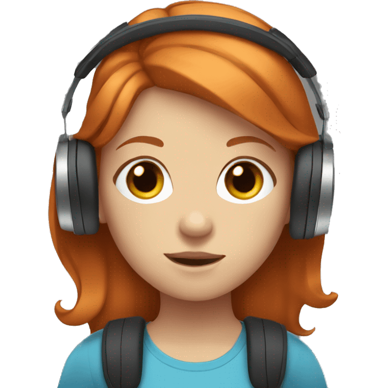 girl with ginger hair with blue eyes and headphones  emoji