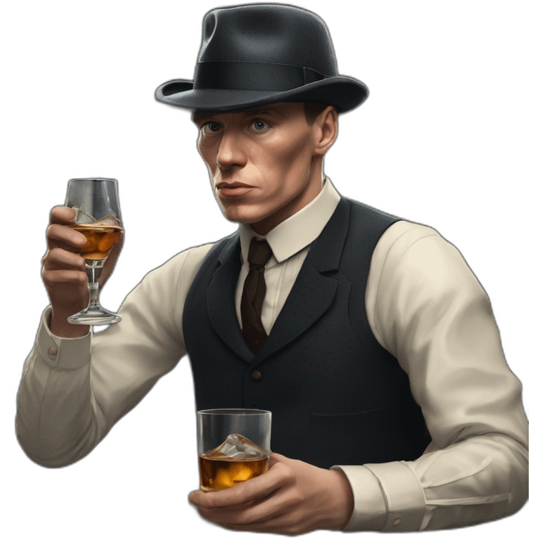 Tommy shelby peaky blinders drinking whisky realistic emoji