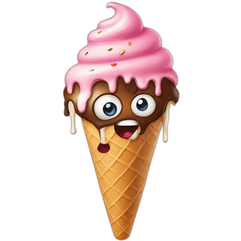 anger ice cream with eyes wearing a birthday hat  emoji