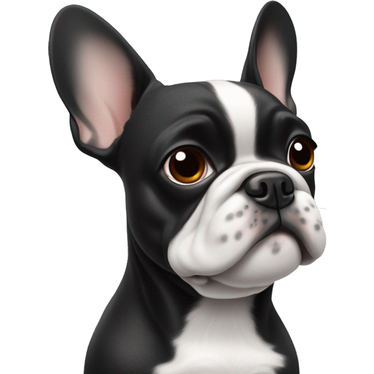 Black Frenchie with white fur at neck ￼ emoji