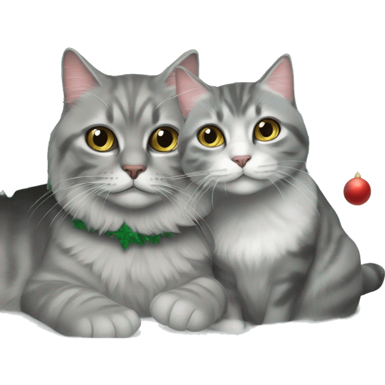 Christmas tree and Siberian gray cat  emoji