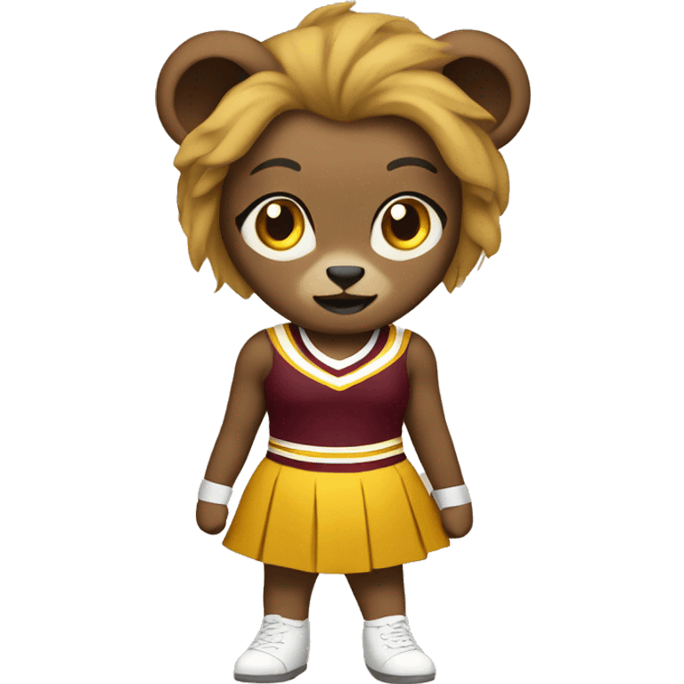 Lioness as a Cheerleader maroon and gold emoji