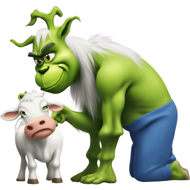 the grinch milking a cow emoji