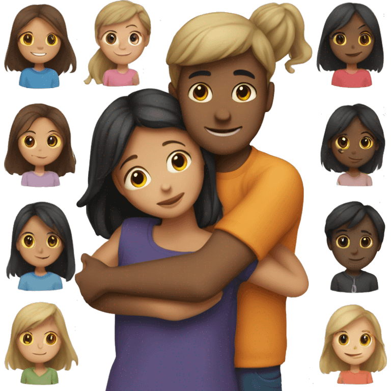 Girl hugging boy emoji