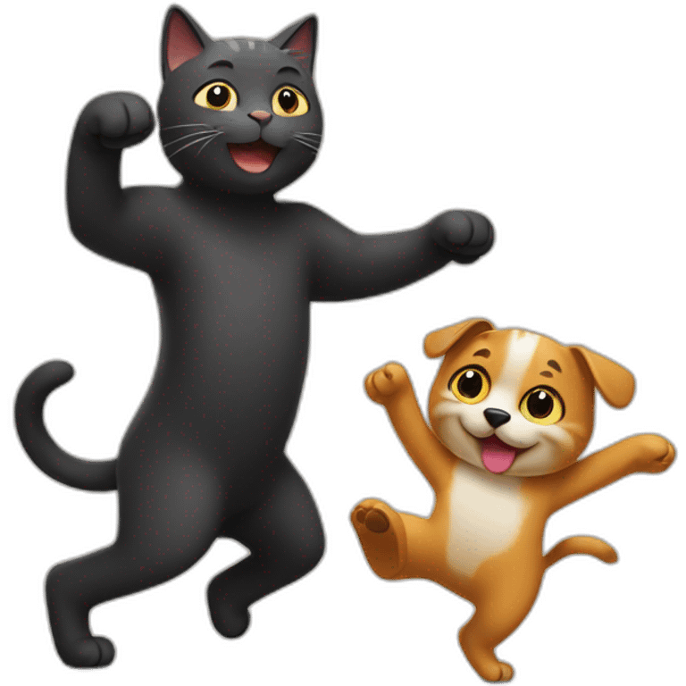 cat dancing with dog emoji