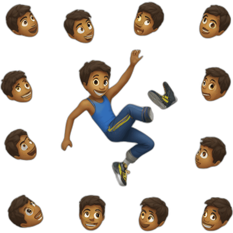 A boy doing flips emoji