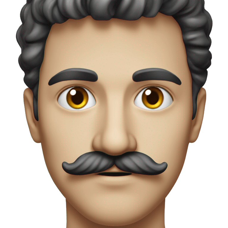 guy 20 years old iranian with moustache in 1970 photorealistic serious emoji