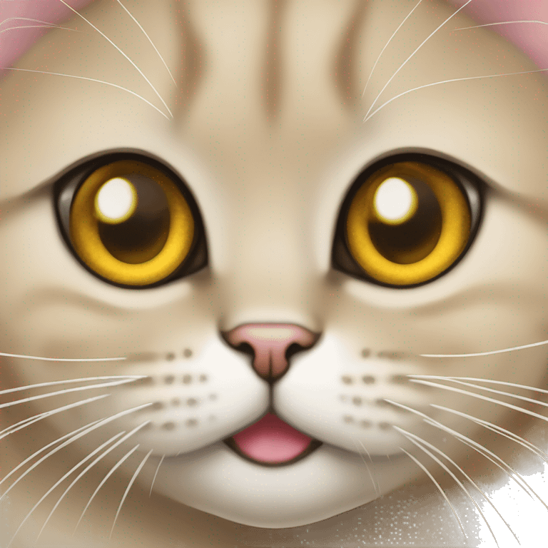 Golden british shorthair cat with big acqua colored eyes and lashes emoji