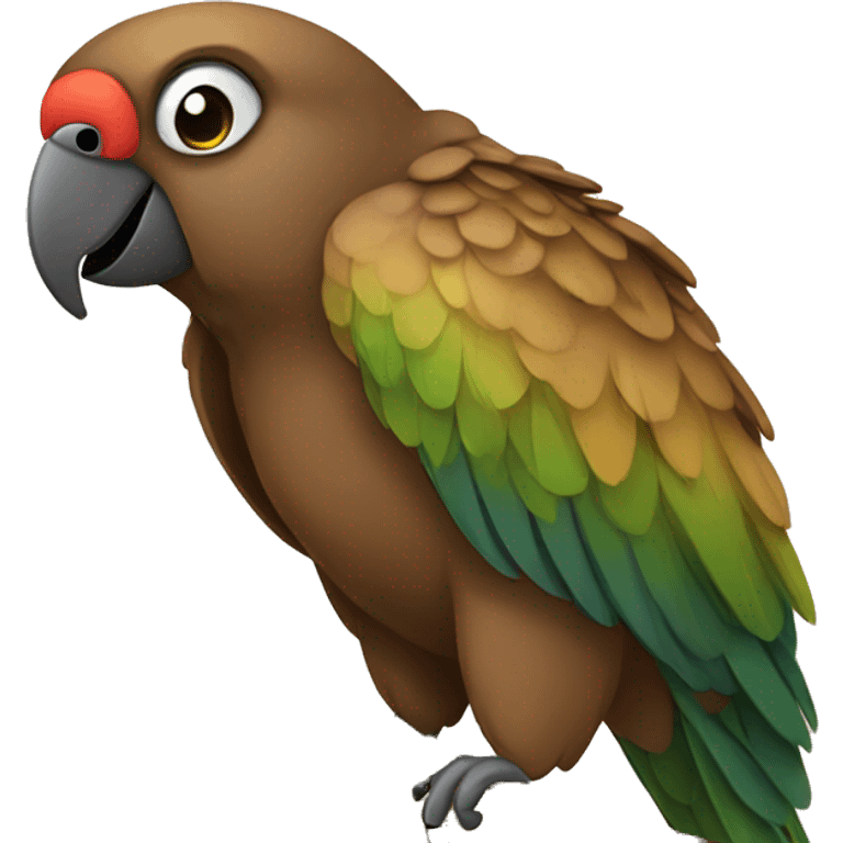 a brown parrot with a bible emoji