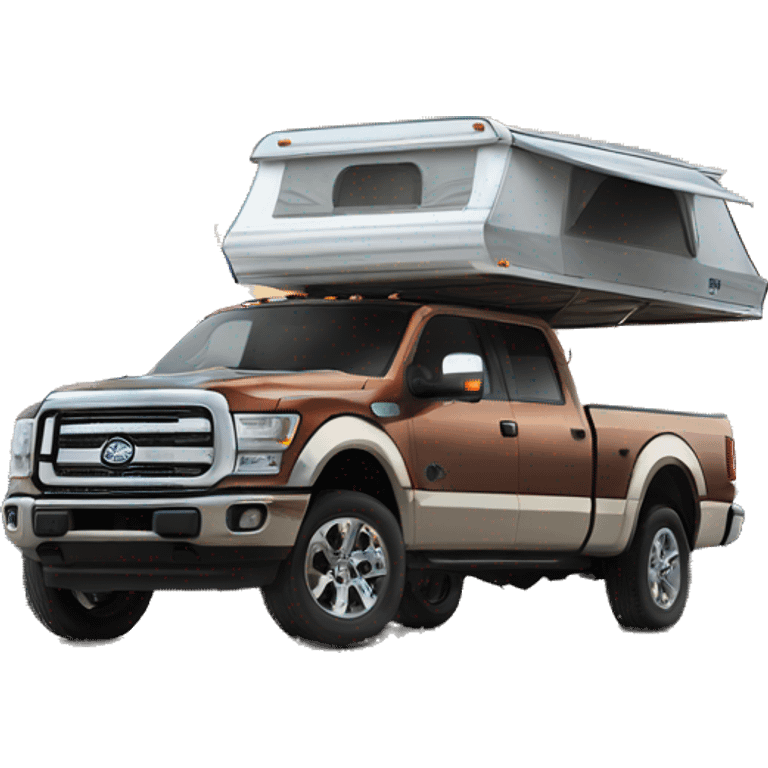 northern lite truck camper on top of a pickup truck emoji