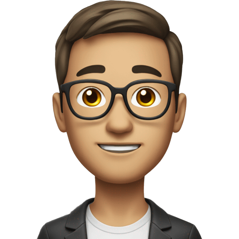 memoji, portrait, asian, glasses smart guy, 25 years old, ceo emoji