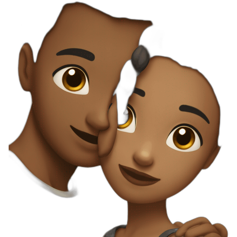 ChatGPT hug a black girl brown eyes and sblack hair in a bun emoji