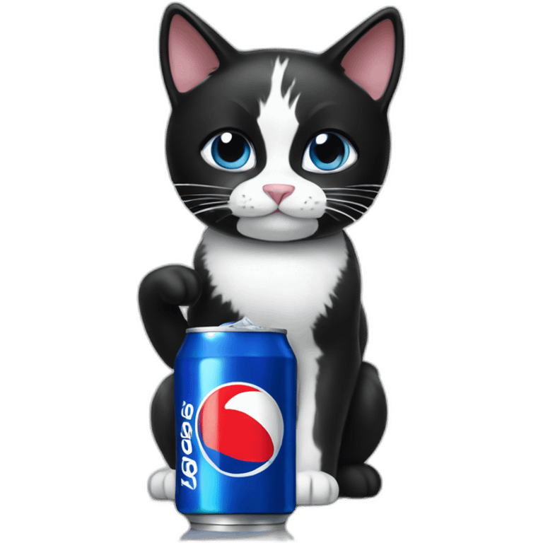 Black and white cat drinking pepsi emoji