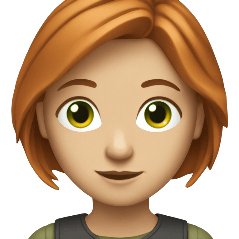 Female coder featuring a laptop. She has long reddish hair, green eyes, white skin. emoji