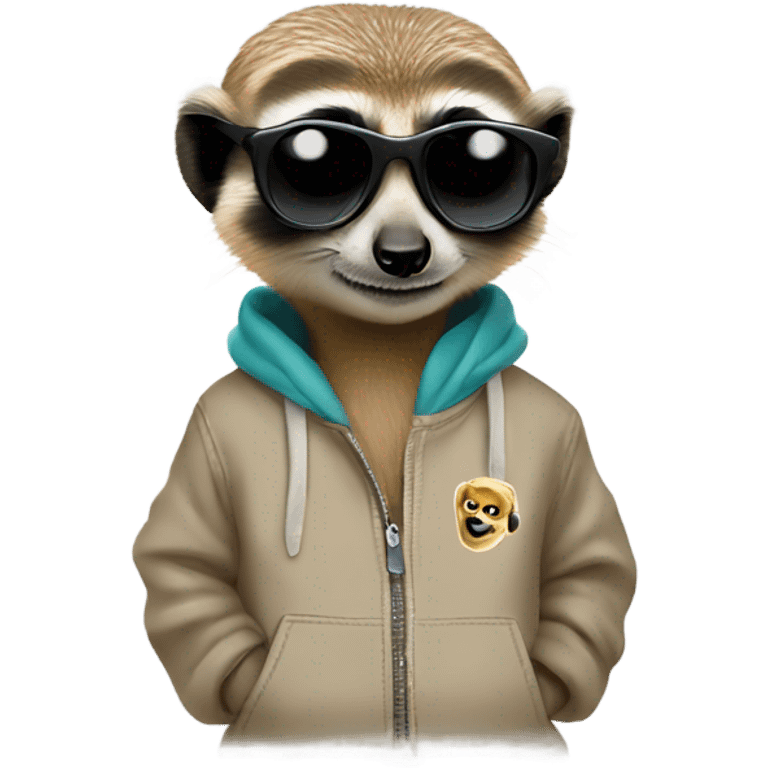 Meerkat wearing a sweatshirt and sunglasses  emoji