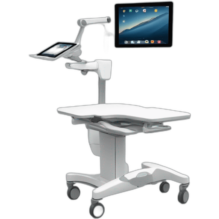 Telehealth cart with articulating arm for ipad emoji