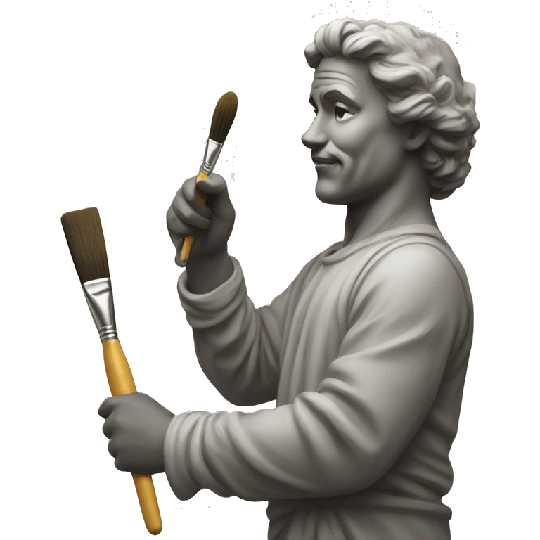 a statue having a paint brush in his hand emoji