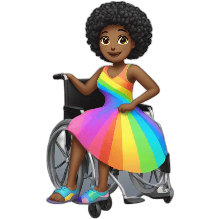 Black lesbian woman transgender on wheelchair rainbow dress emoji