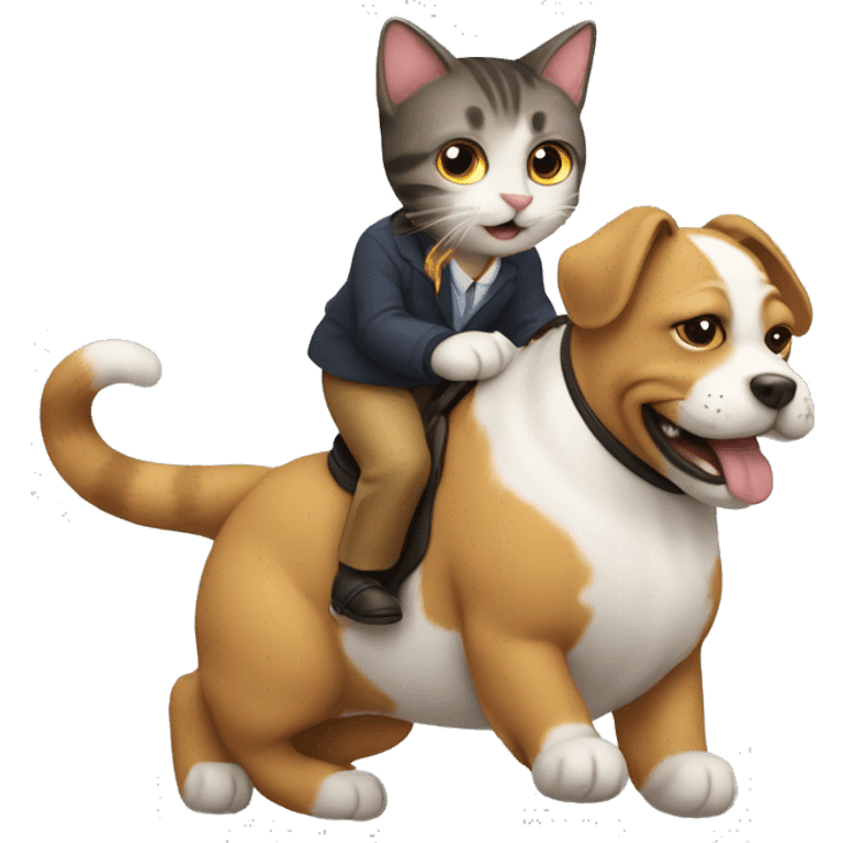 A cat riding a dog  emoji