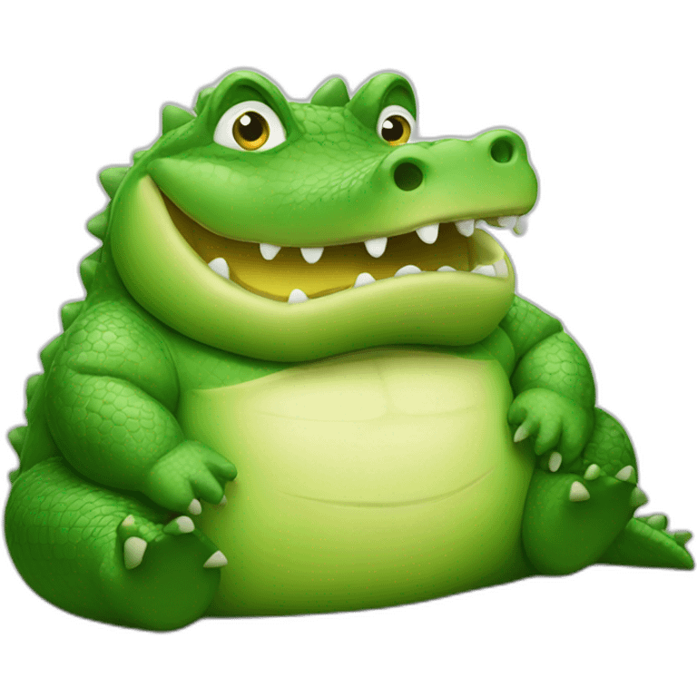 fat and round alligator sitting emoji