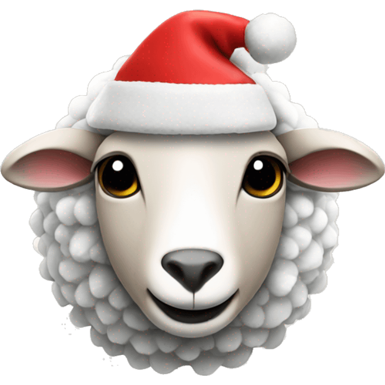 Sheep swimming with Santa hat emoji