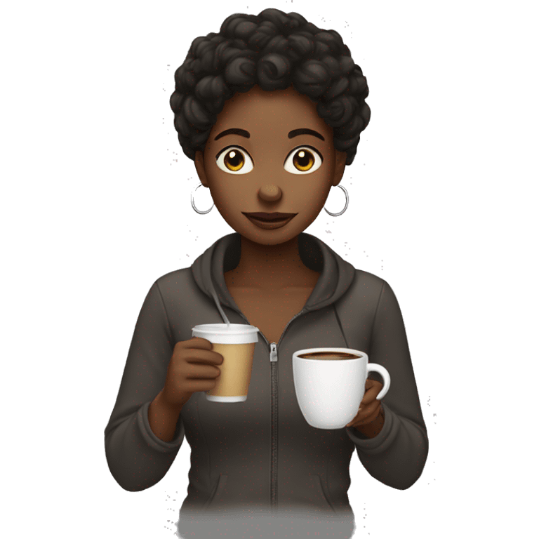 Black girl drinking cofee emoji