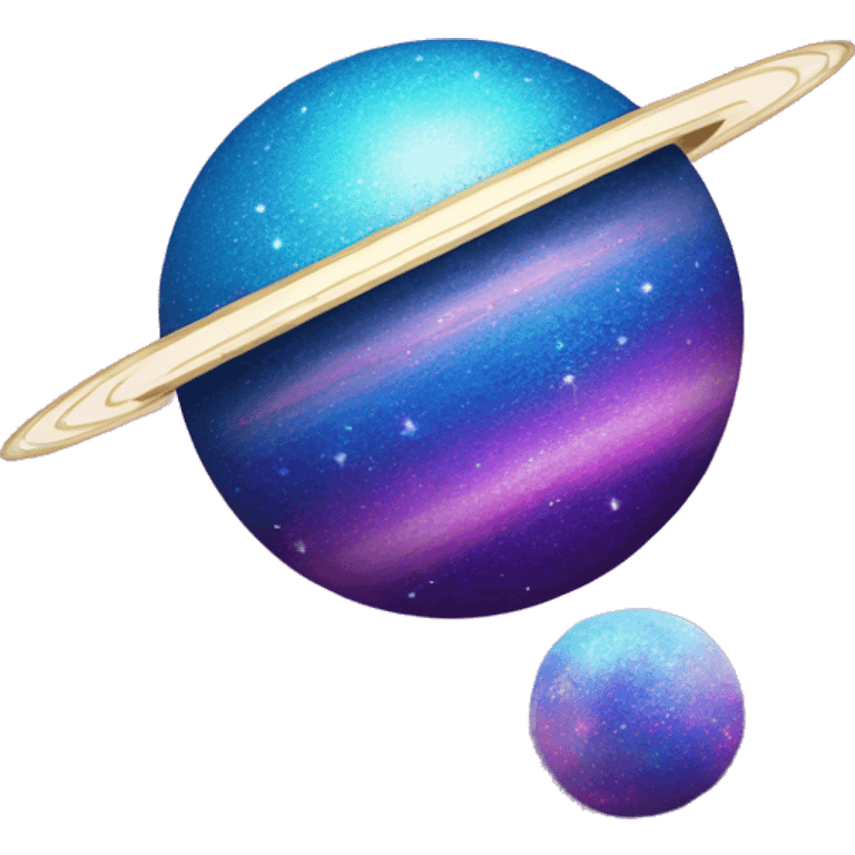 sparkly glittery blue purple and pink glitter planet with white saturn ring emoji