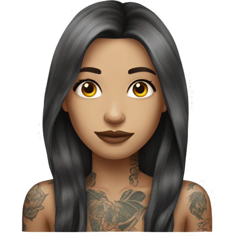 tattooed woman very attractive long hair emoji