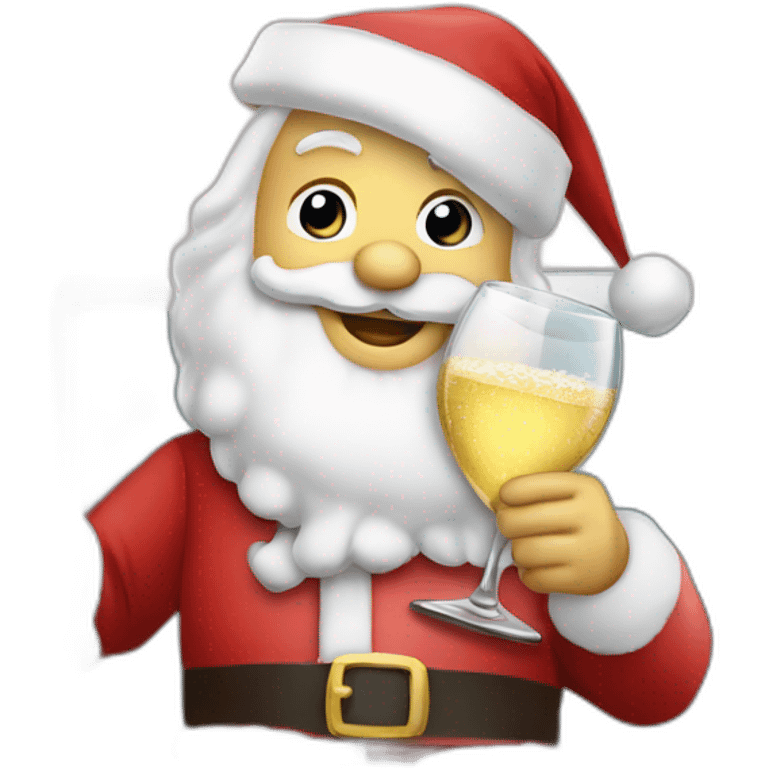 santa claus with laptop and champagne glas emoji