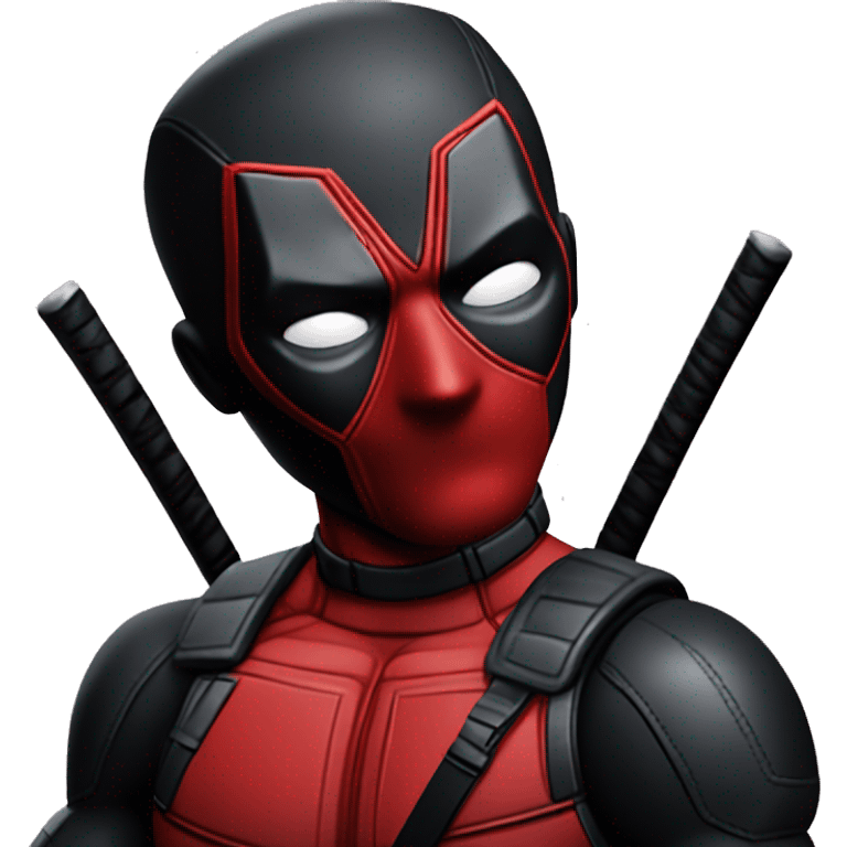 make deadpool all black with only red eyes, keep all deadpool characteristics emoji