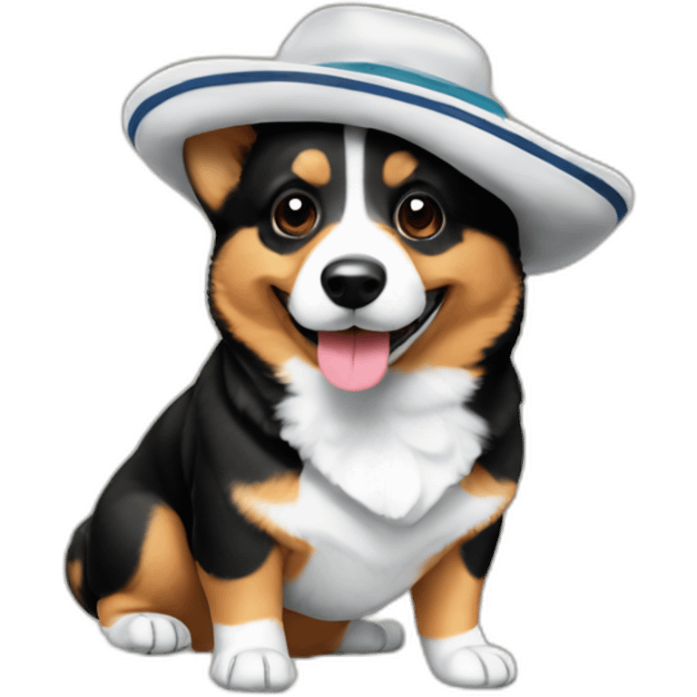 Corgi negro con gorro de marinero emoji