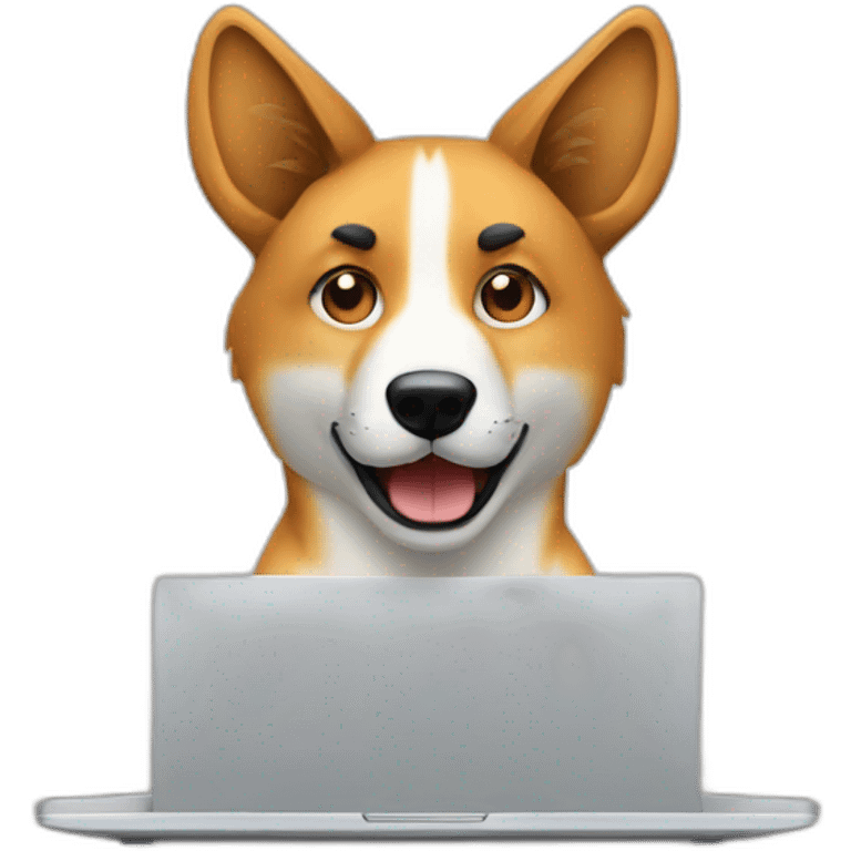 dingo behind a laptop emoji