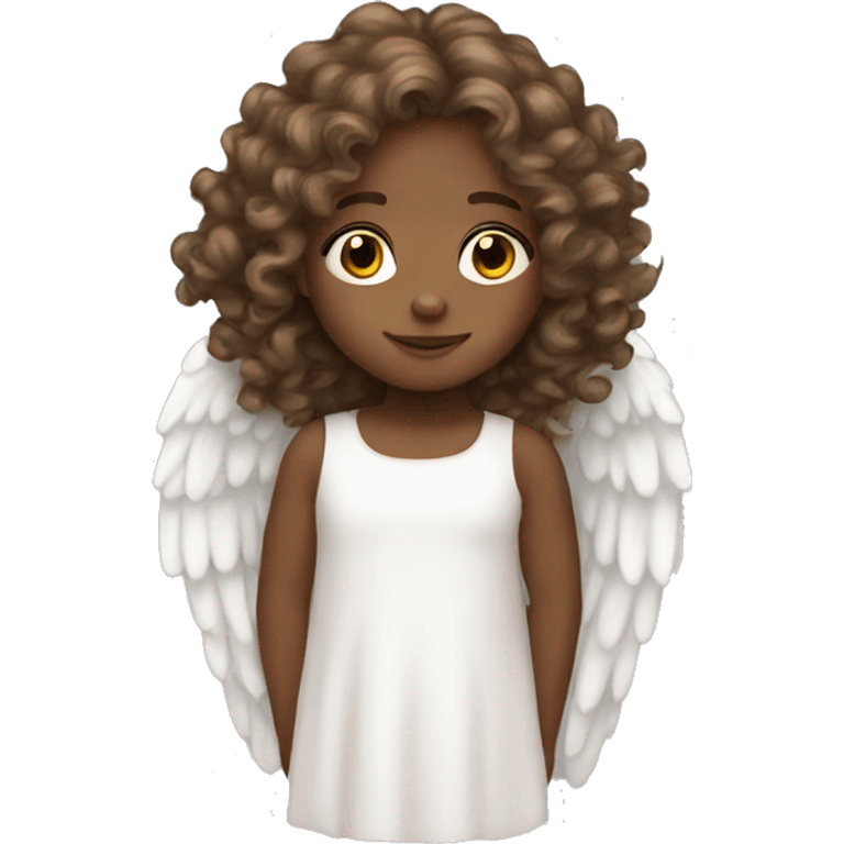 Little angel white girl with long curly brown hair emoji