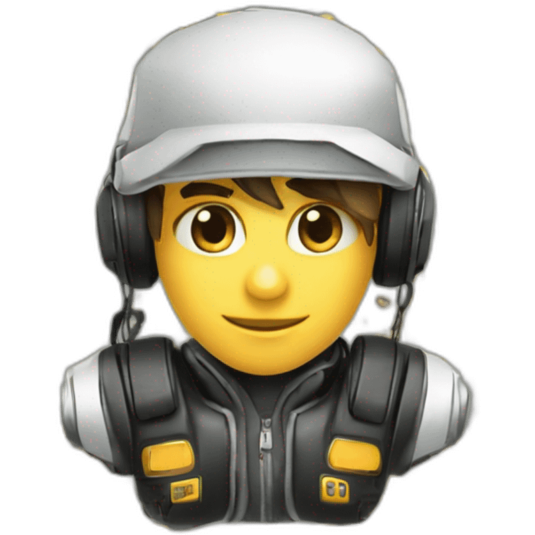 jeune gamer avec un casque micro, une casquette emoji