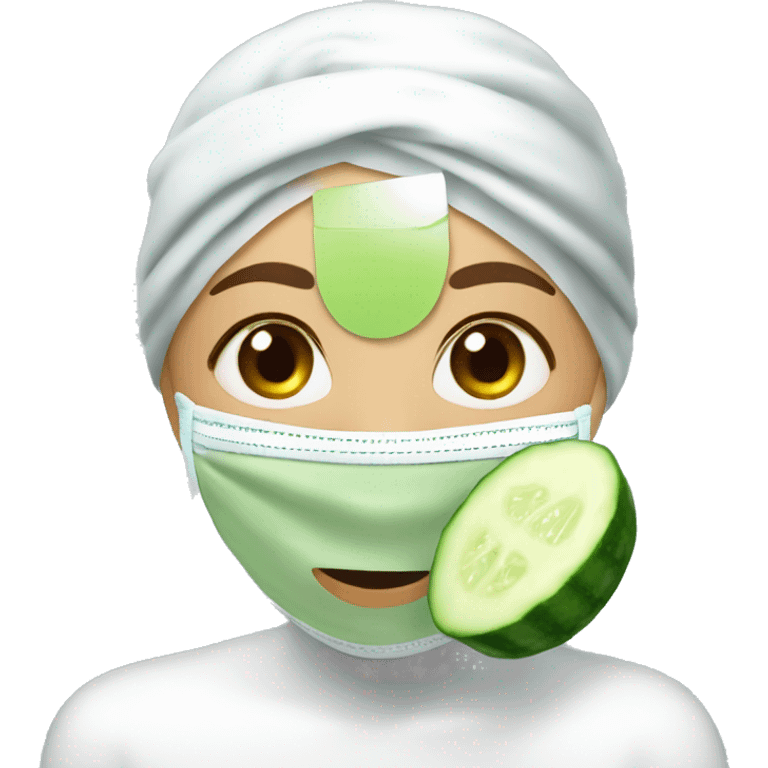 facial with face mask and cucumbers clean girl emoji