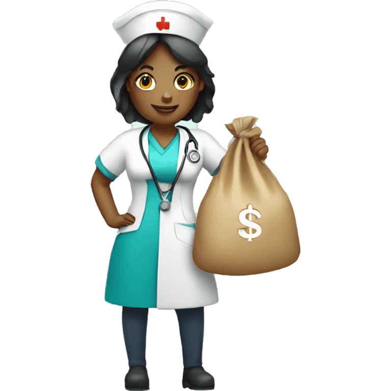 Nurse holding money bag emoji