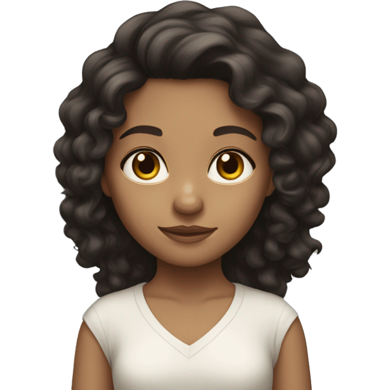 Girl with long very dark brawn curly hair with more whiteness skin emoji