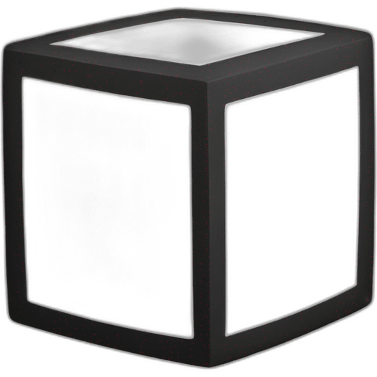 White Outline of a cube with a black background emoji