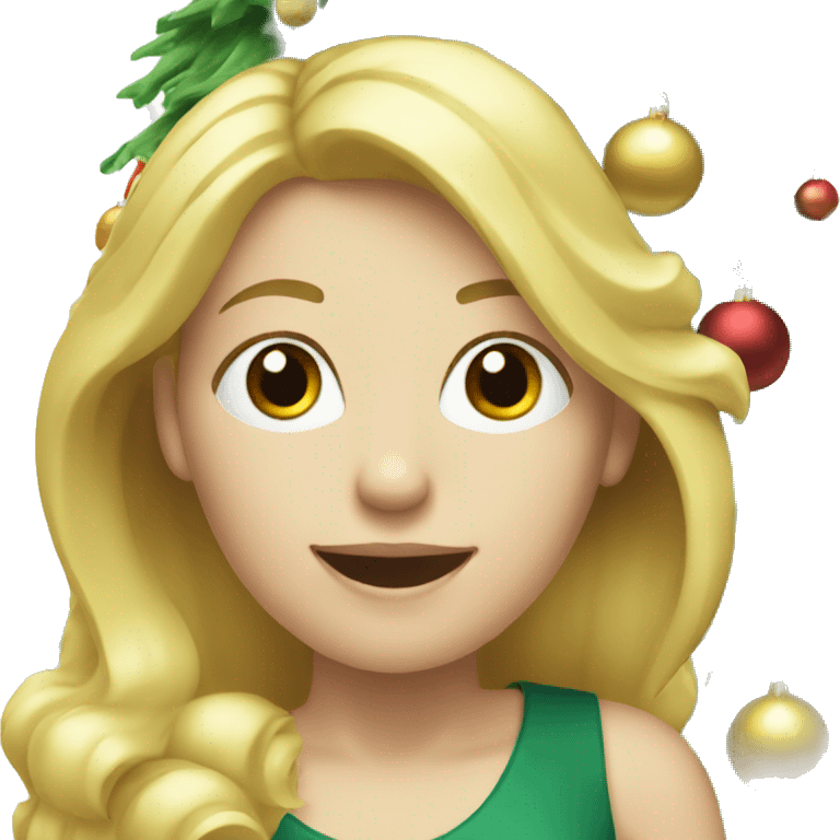 Blond white women decorating a Christmas tree emoji