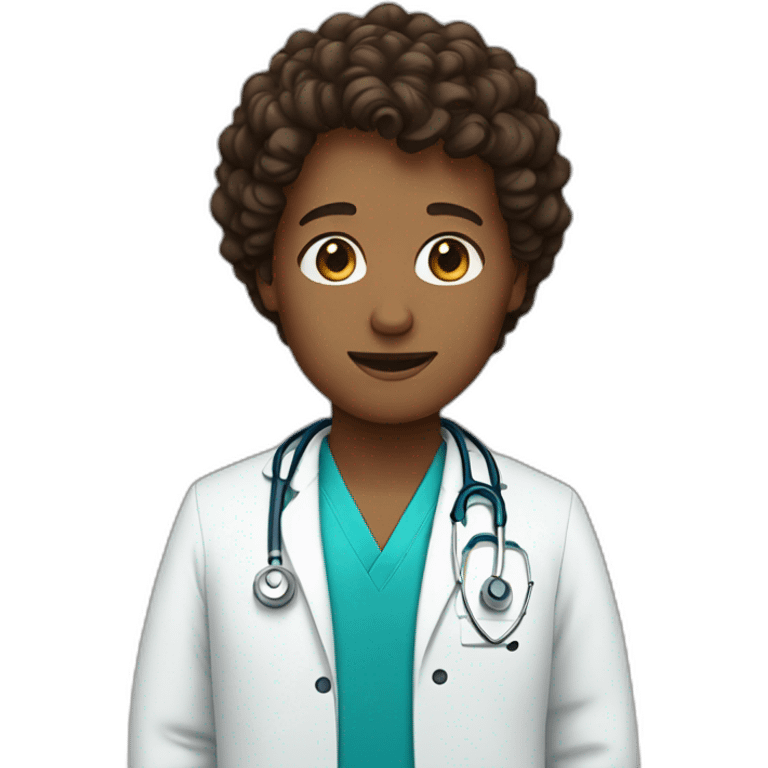 doctor with blue eyes and brown short curly hair emoji