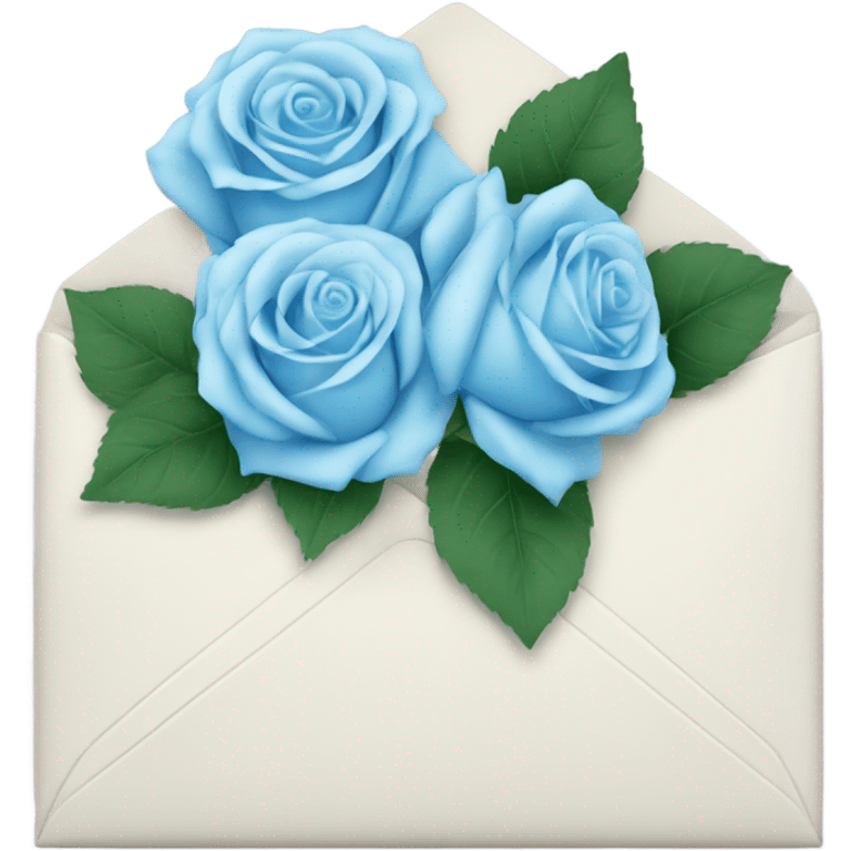 White envelope with light blue roses emoji