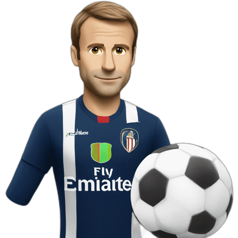 Macron playing soccer emoji