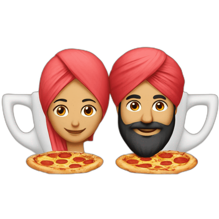 A Sikh couple in a cup pizza emoji