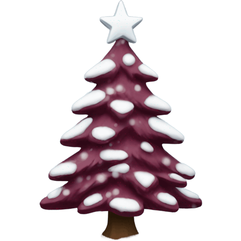 Snowy burgundy Christmas tree emoji