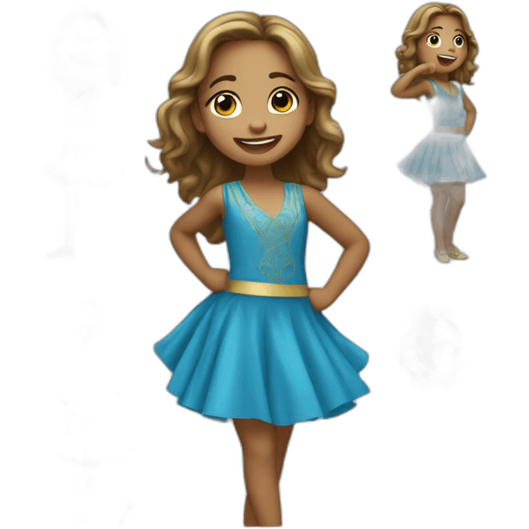 Niña bailando con traje azul emoji