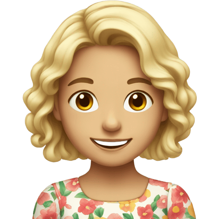 smiling girl in floral dress emoji