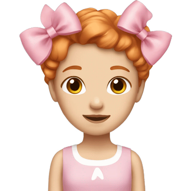 girl with ginger hair and two pink bows emoji